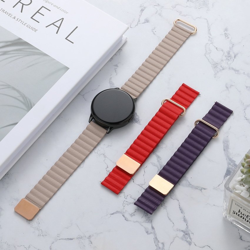20mm 22mm sport Magnetic leather loop strap for Samsung galaxy watch 5 4 3 S2 S3 Huawei watch strap for smart watch