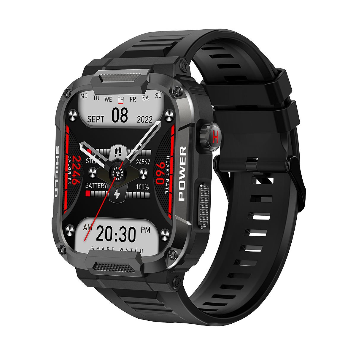 2024 Hot Selling MK66 Rugged Tactical Smart Watch Men Long Standby BT D Call Sport Outdoor Smartwatch homre