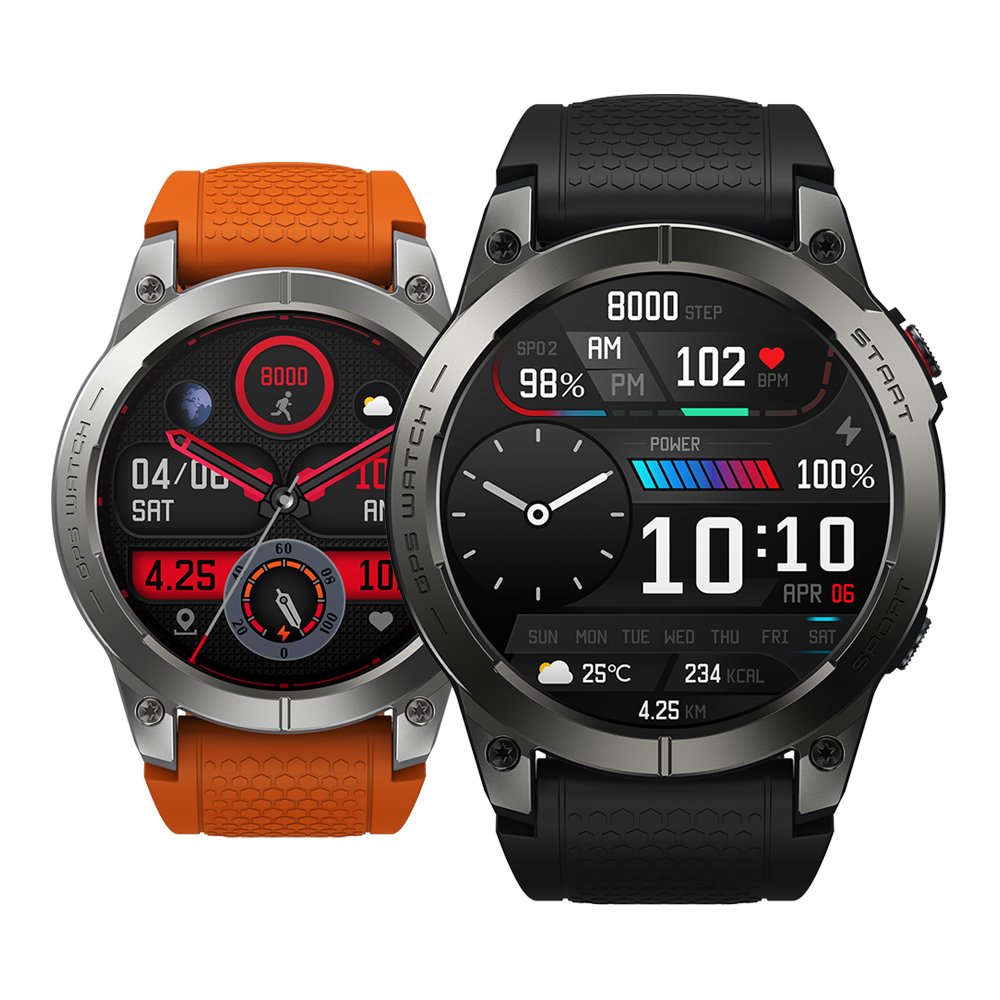 Zeblaze Stratos 3 Smart Watch HiFi Voice Calling Built-in GPS 1.43" AMOLED Always On Display 100+ Workout Modes GPS Smart Watch