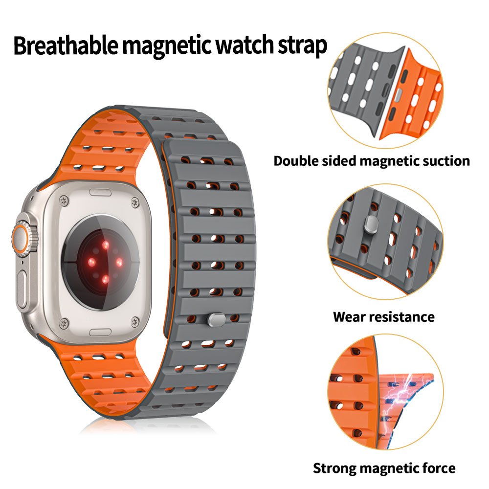 Hot Selling Custom Ventilation Sport Magnetic Silicone Smart watch StrapSmart Watch Band for Apple Watch