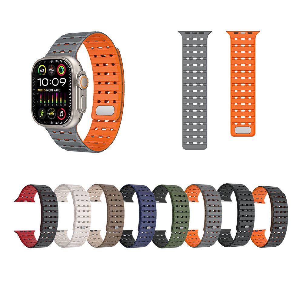 Hot Selling Custom Ventilation Sport Magnetic Silicone Smart watch StrapSmart Watch Band for Apple Watch