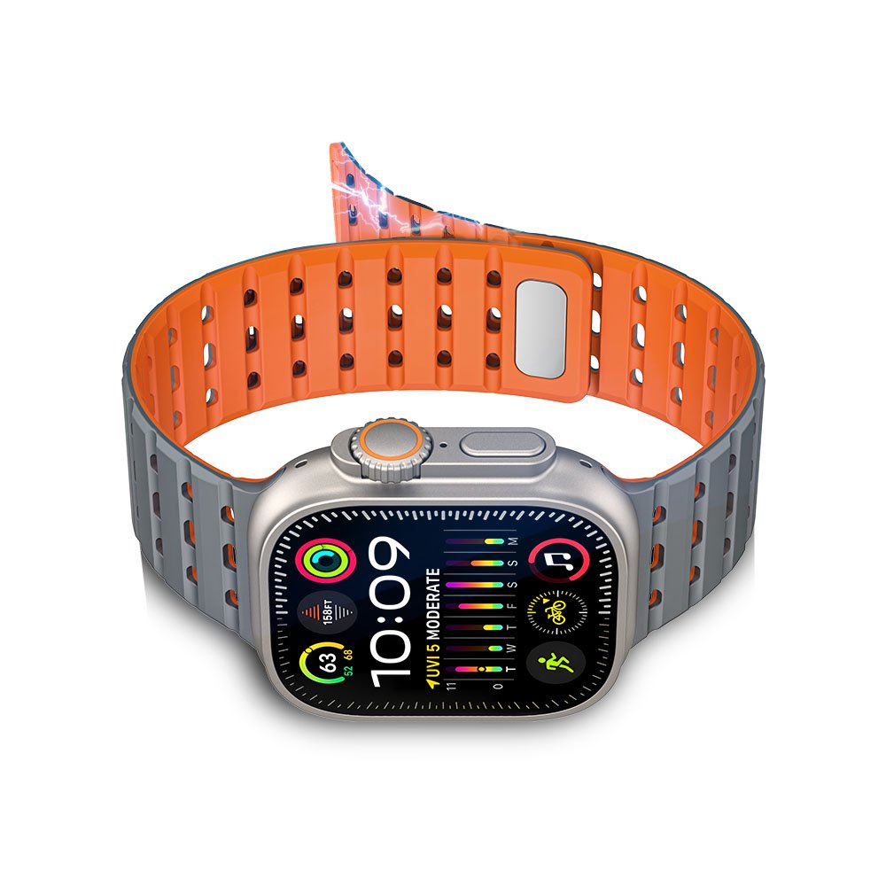 Hot Selling Custom Ventilation Sport Magnetic Silicone Smart watch StrapSmart Watch Band for Apple Watch
