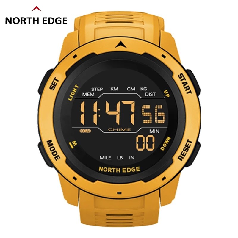 NORTH EDGE Mens Smart Watch Dual Time Running Pedometer Countdown Waterproof 50m Digital Alarm Clock Women Sportswatch Reloj