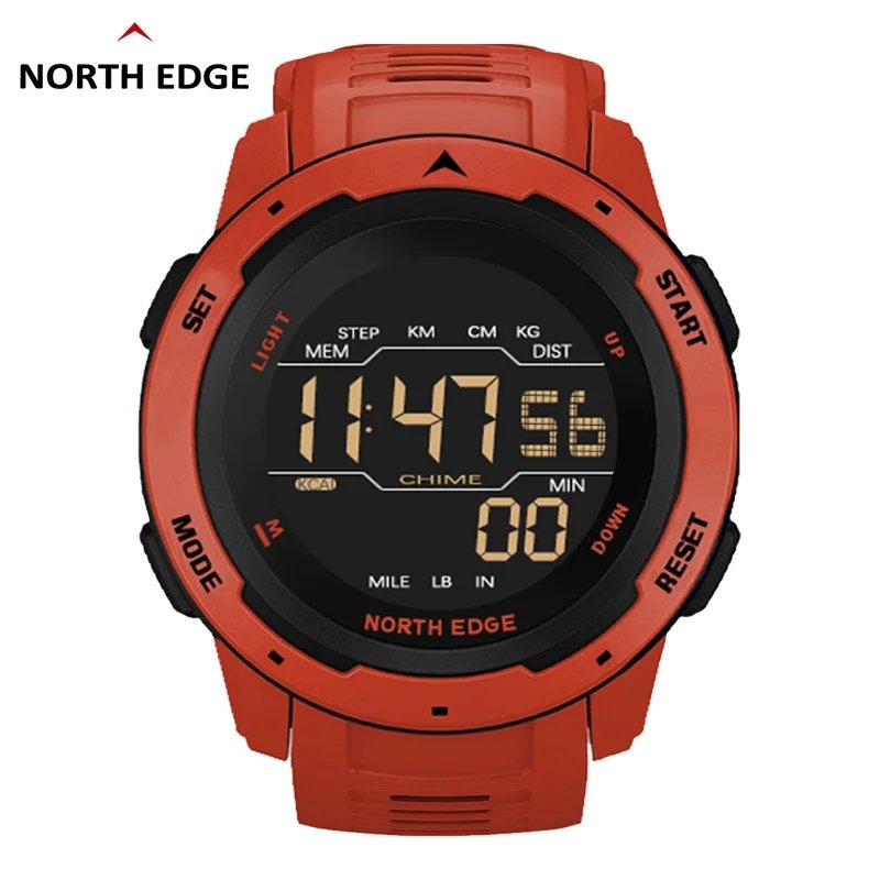 NORTH EDGE Mens Smart Watch Dual Time Running Pedometer Countdown Waterproof 50m Digital Alarm Clock Women Sportswatch Reloj