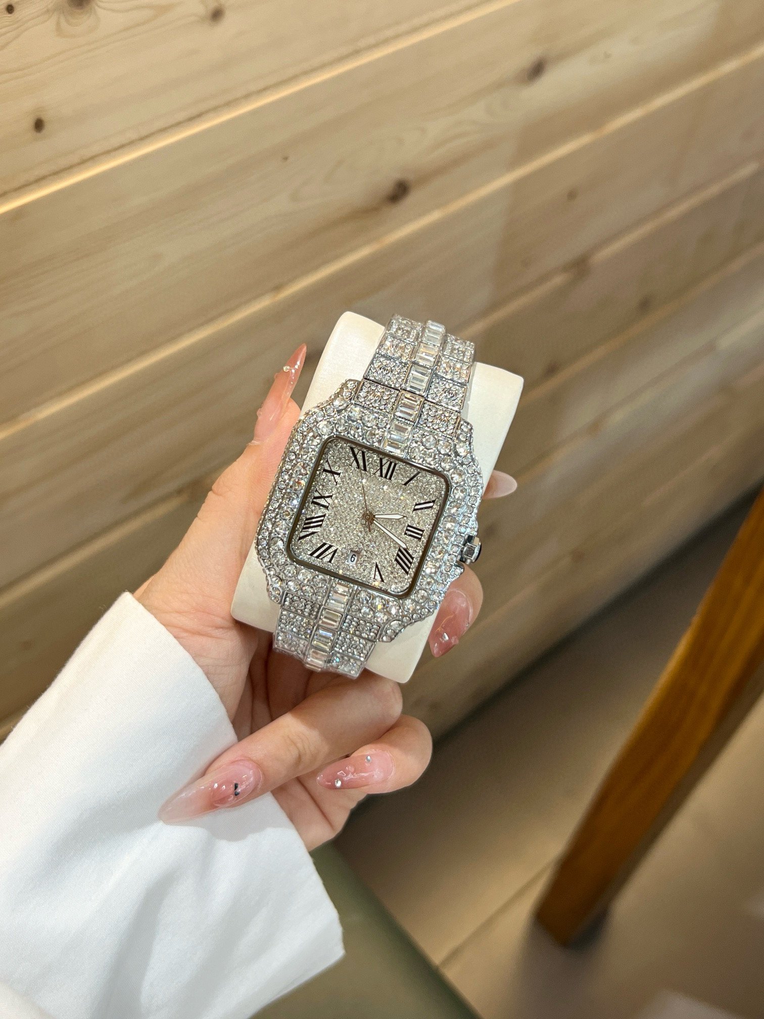 Fashion Hip Hop Quartz Diamond Watch for Men Iced Out Rapper Square Watch