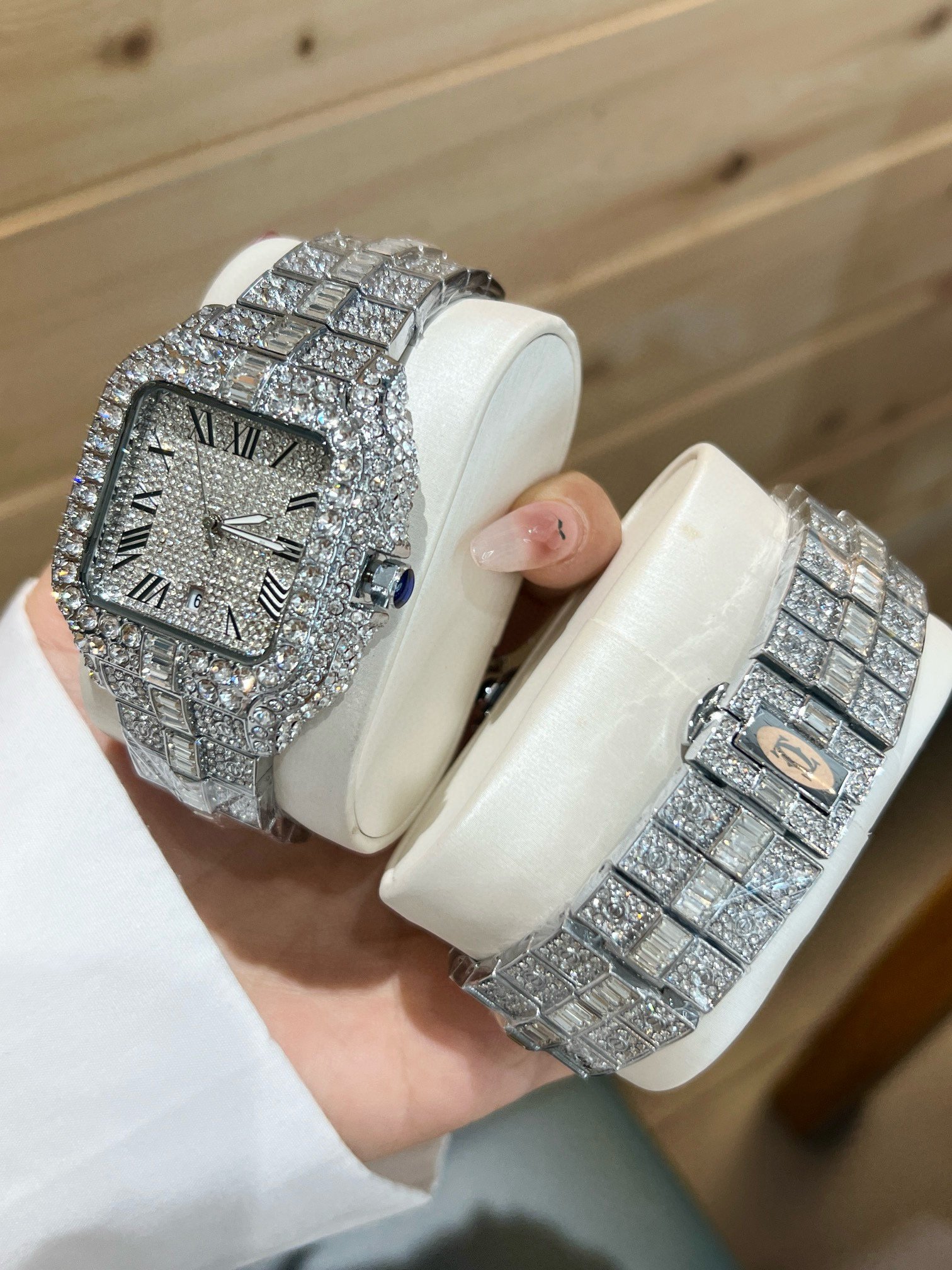 Fashion Hip Hop Quartz Diamond Watch for Men Iced Out Rapper Square Watch