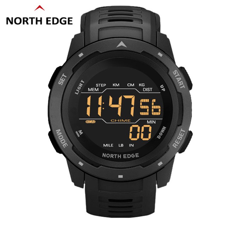 NORTH EDGE Men Digital Watch Men's Sports Watches Dual Time Pedometer Alarm Clock Waterproof 50M Digital Watch sport Clock