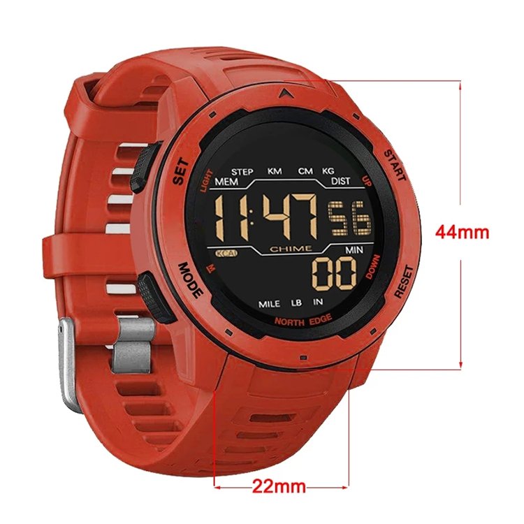 NORTH EDGE Men Digital Watch Men's Sports Watches Dual Time Pedometer Alarm Clock Waterproof 50M Digital Watch sport Clock