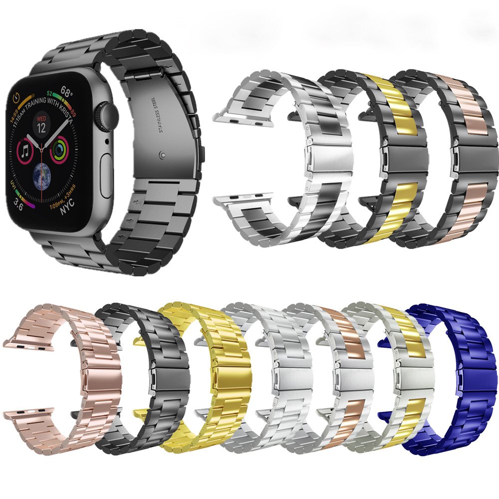 Luxury Stainless Steel Watch Strap for iWatch 45 44 42 41 40 38 mm for Apple Smart Watch 7 6 5 4 3 SE Metal Band