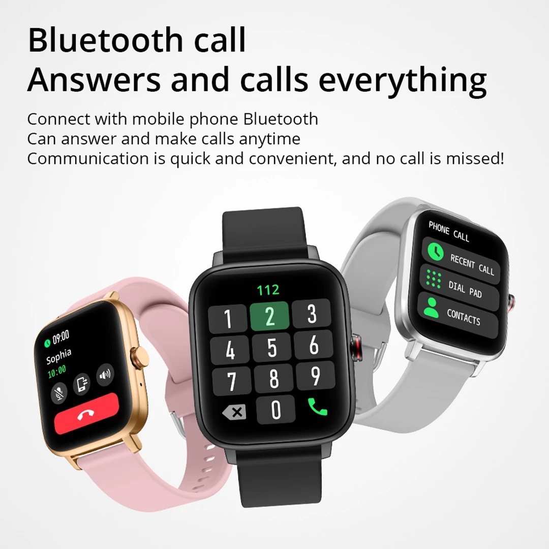 Factory High Quality Full Touch Sports Smart Watch Heart Rate Fitness Tracker BT call Smartwatch Wristwatch for Women Men