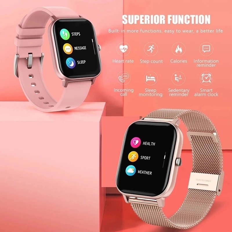 Factory High Quality Full Touch Sports Smart Watch Heart Rate Fitness Tracker BT call Smartwatch Wristwatch for Women Men