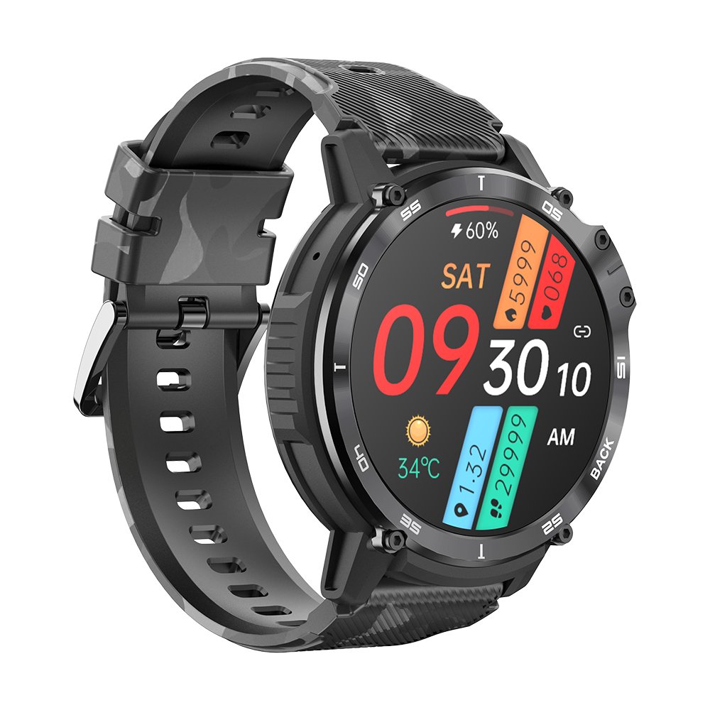 C22 Sport Smart Watch 1.6inch round 4GB large memory long battery life BT calling life waterproof heart rate fitness smartwatch