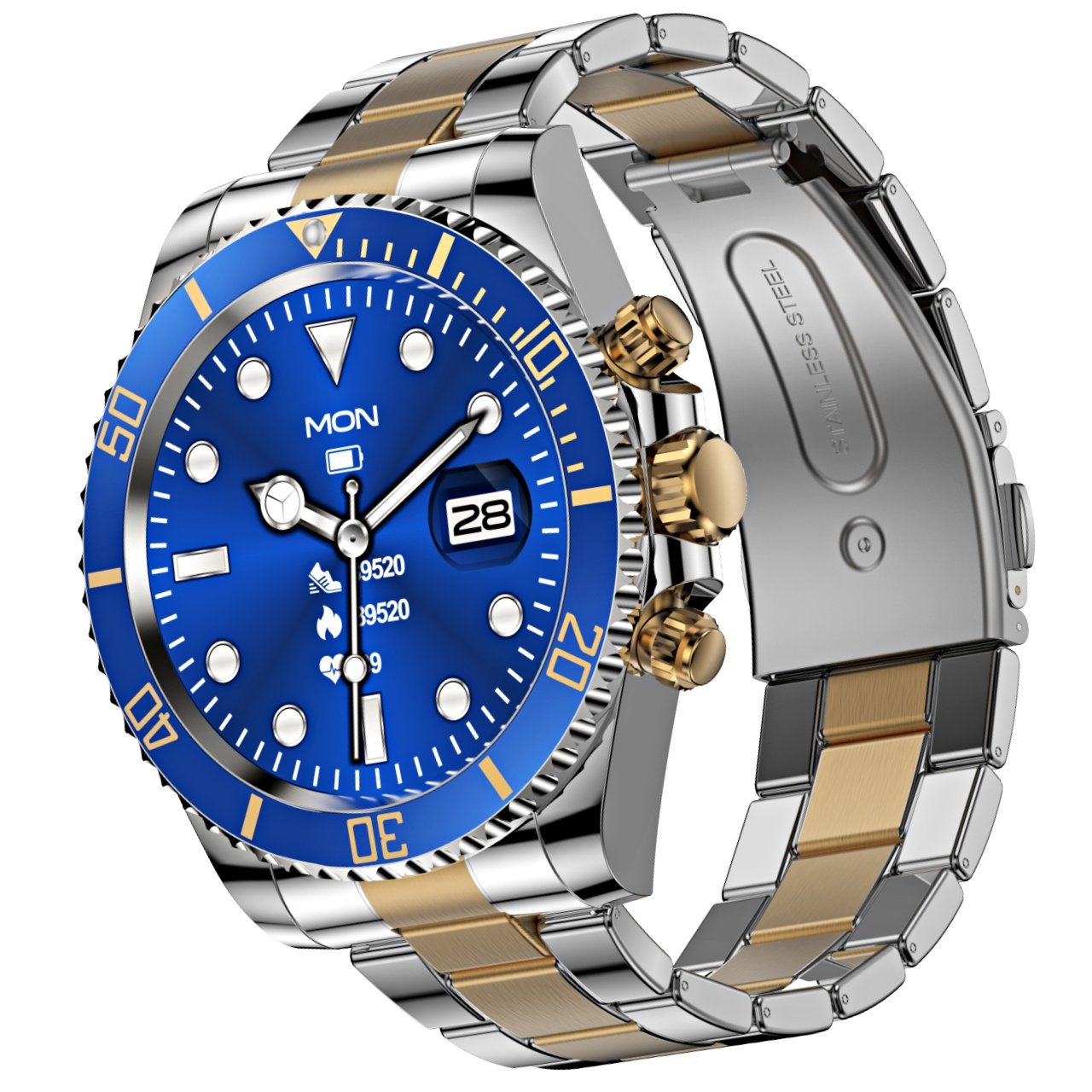 AW12 outdoor men smart watch stainless steel beld 2024 round waterproof s9 pro series 9 smart watch
