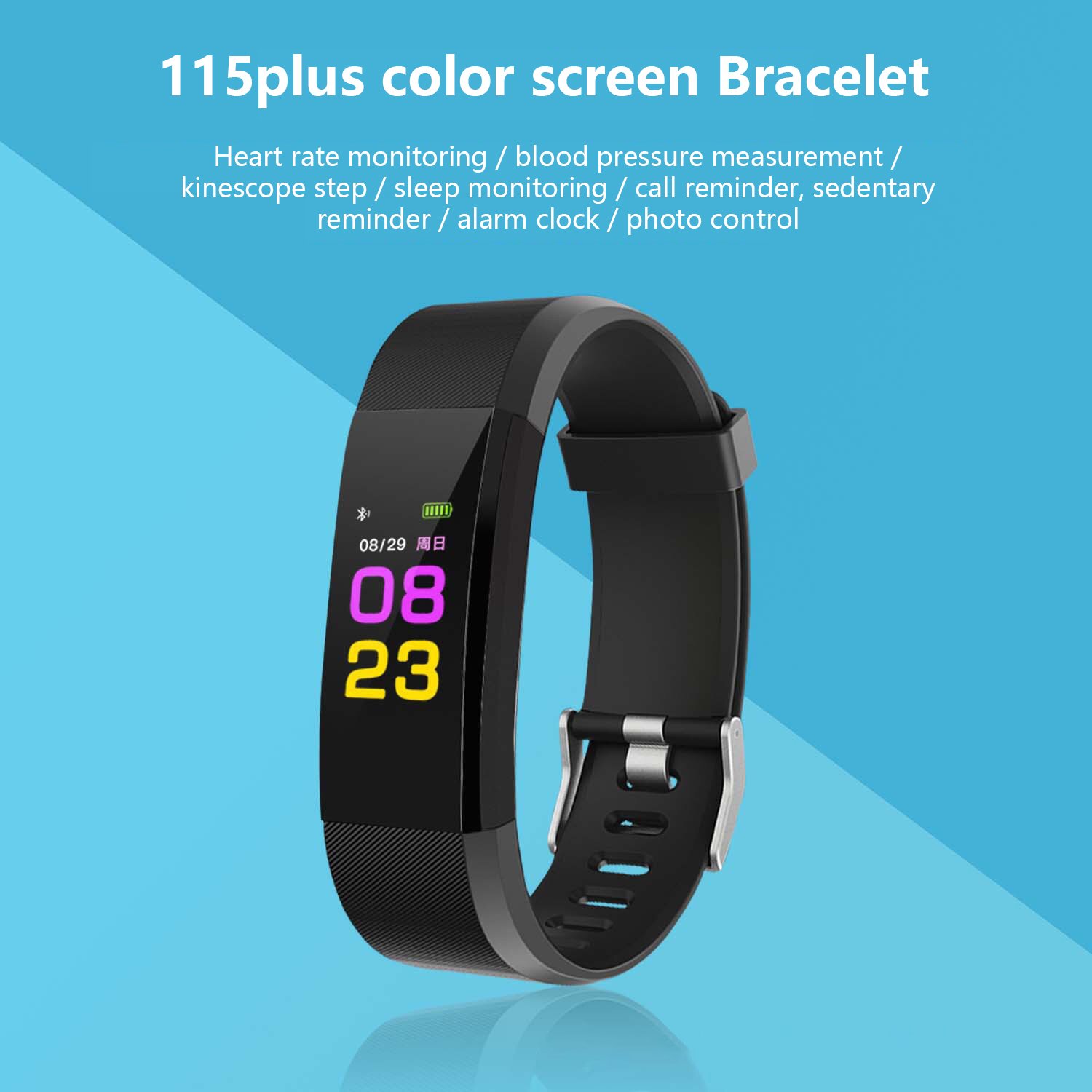 Promotions 115Plus Color Silicone Strap Bracelet Heart Rate Fitness Wristband Smart Watch Band Bracelet