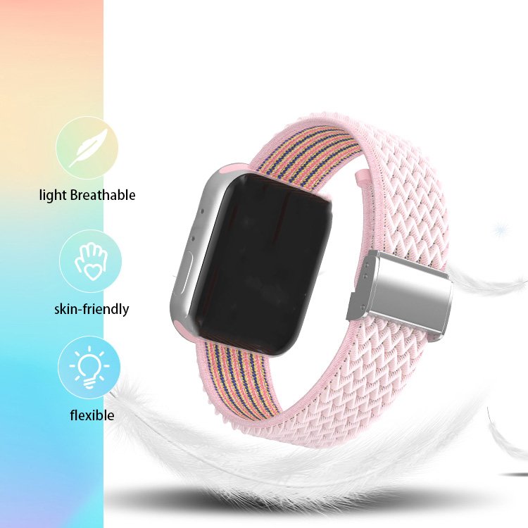 Stretch Watch Strap for Iwatch Wave Pattern Double-section Metal Buckle Nylon Smart Watch Band Coolyep for Apple Watch 7 6 5 4 3