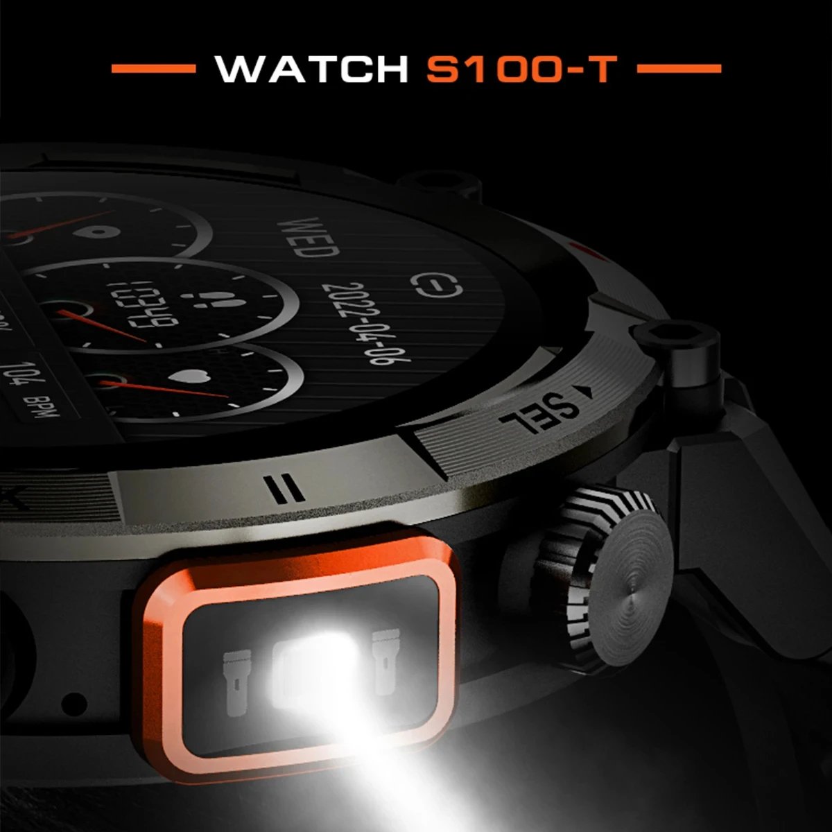 2024 New Smartwatch S100 1.45 Inch TFT HD Screen BT 5.0 Flashlight Night Sports Fitness Bracelet Smart Watches For Men