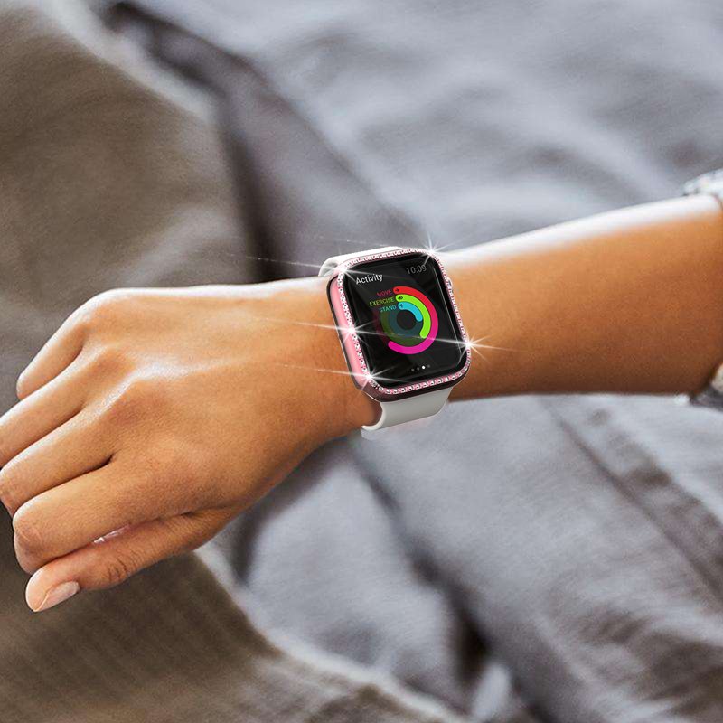 45mm luxury tempered glass waterproof 38/42/40/44mm custom logo smart diamond watch case for apple watch 7 6 5 SE