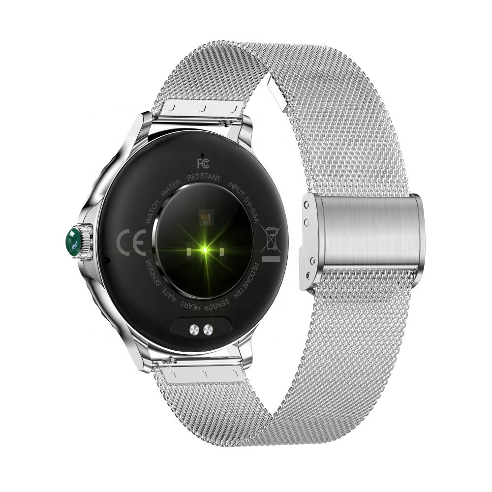 NX19 Fashion Ladies Diamond-studded Smart Watch 1.3" IPS Screen BT Call Smart Watch with Silicone + Milanese steel double strap