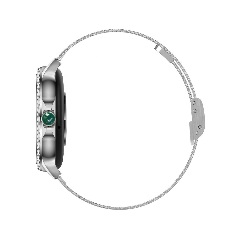 NX19 Fashion Ladies Diamond-studded Smart Watch 1.3" IPS Screen BT Call Smart Watch with Silicone + Milanese steel double strap