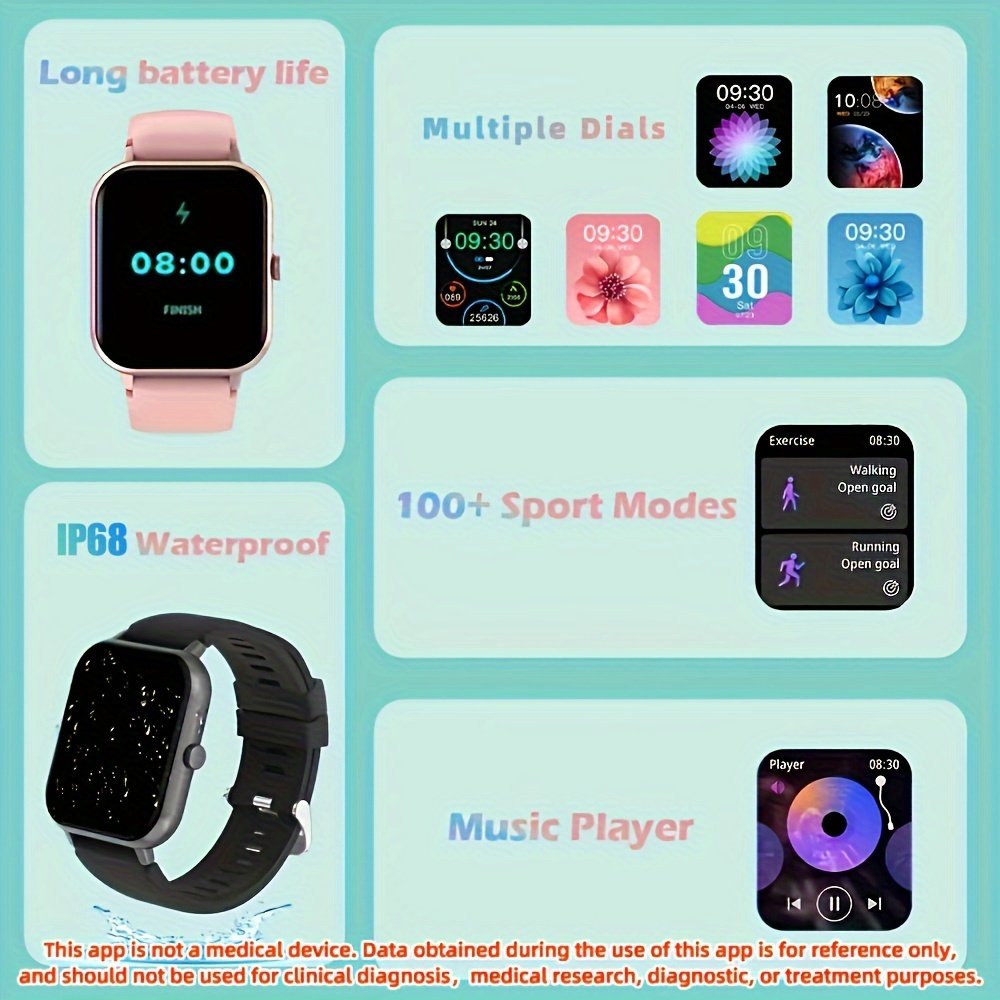 SENBONO ZL54CJ Square Smartwatch Women BT Call Heart rate Sport Mode Fitness Tracker Waterproof Smart Watch Men for IOS Android