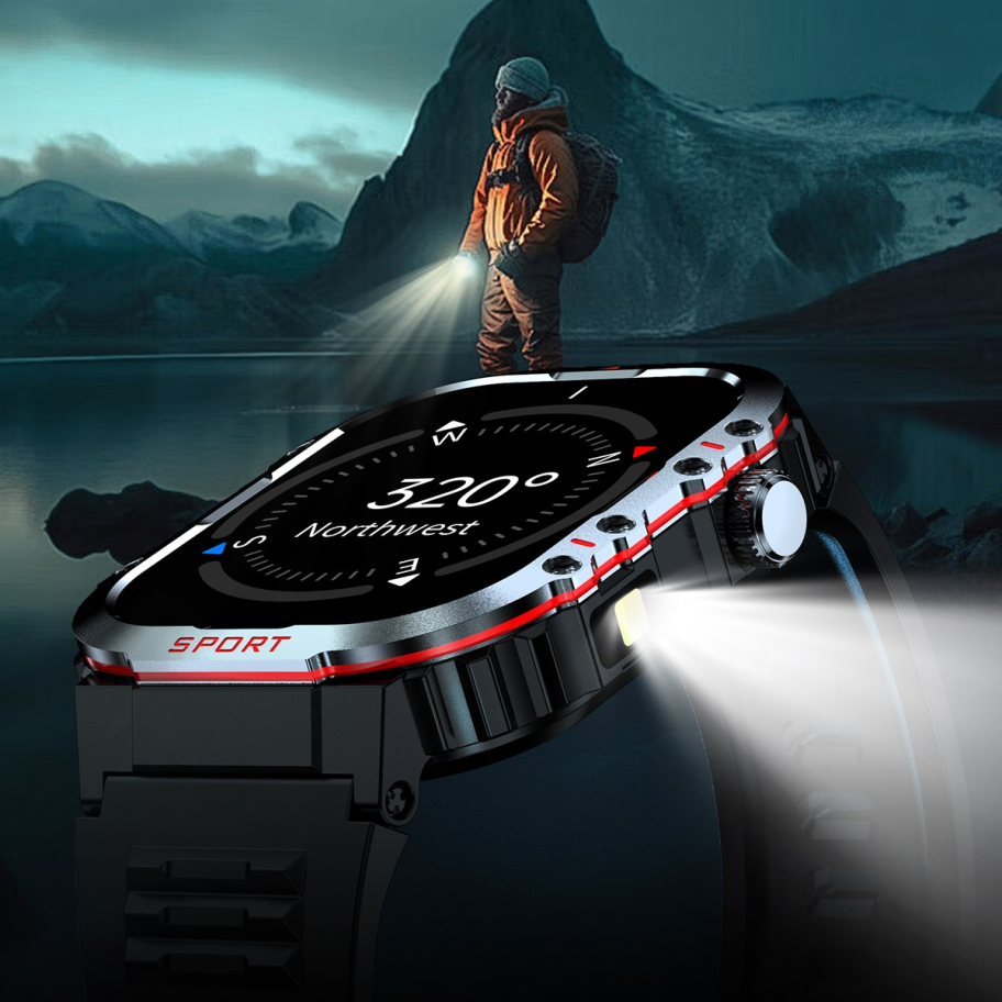 H08 smart watch 2024 high quality outdoor sport flashlight compass fitness tracker reloje smart watch for men waterproof