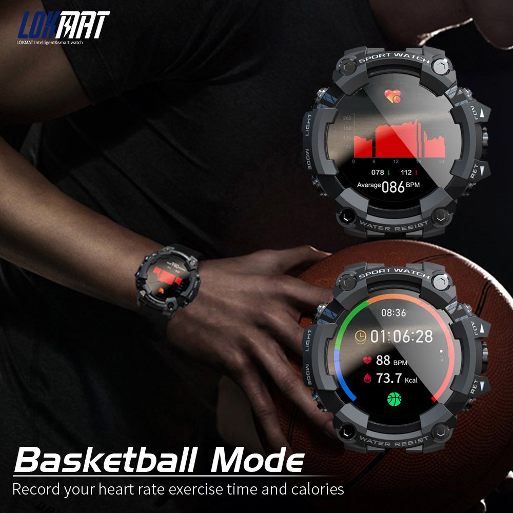 LOKMAT ATTACK stylish men smart watch futuristic Touch Screen Sleep monitoring multiple sport mode watch set
