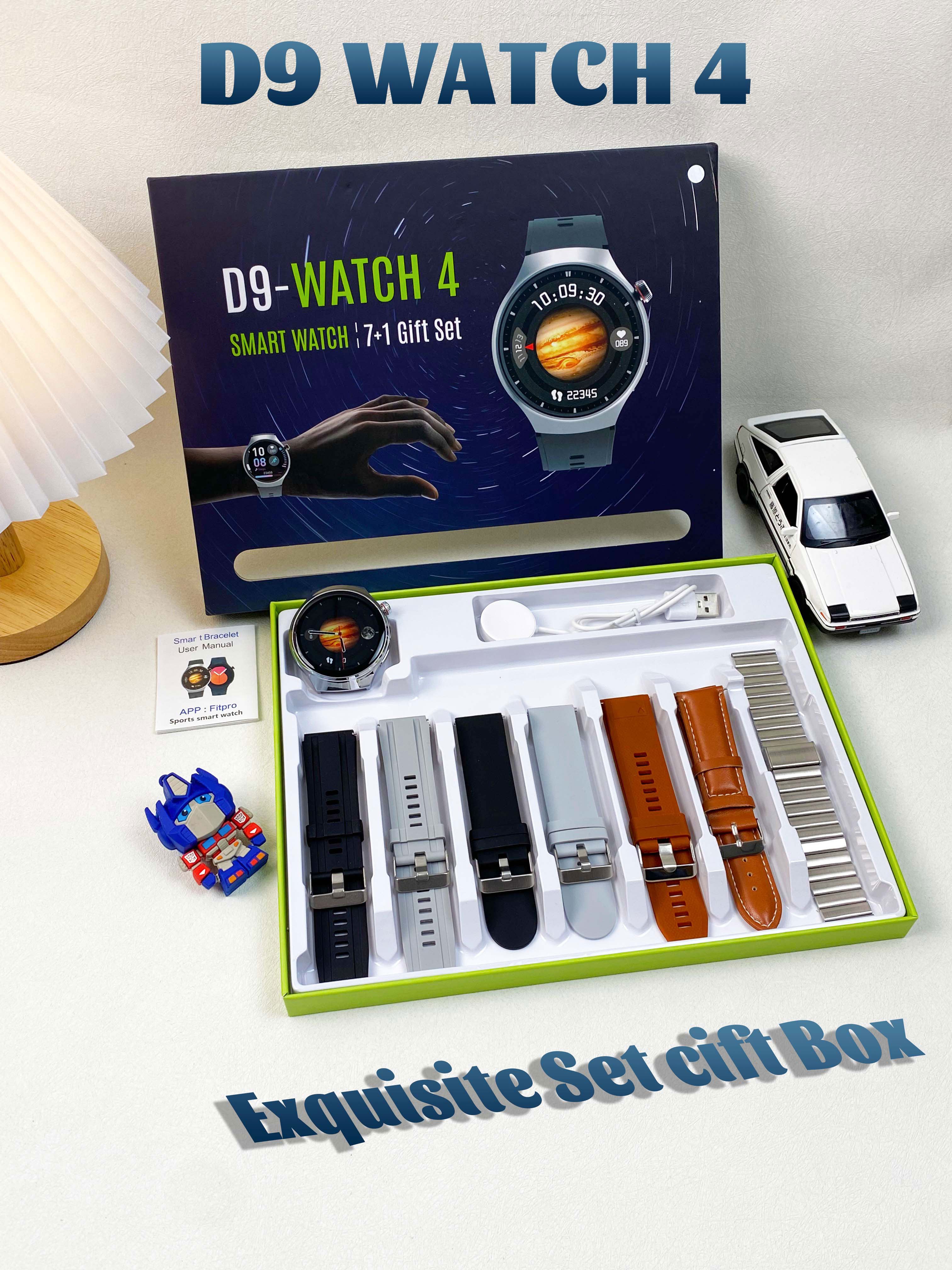 New smart watch D9-watch 4 with 7 straps for Men Business BT Call Round Screen Smart Watch