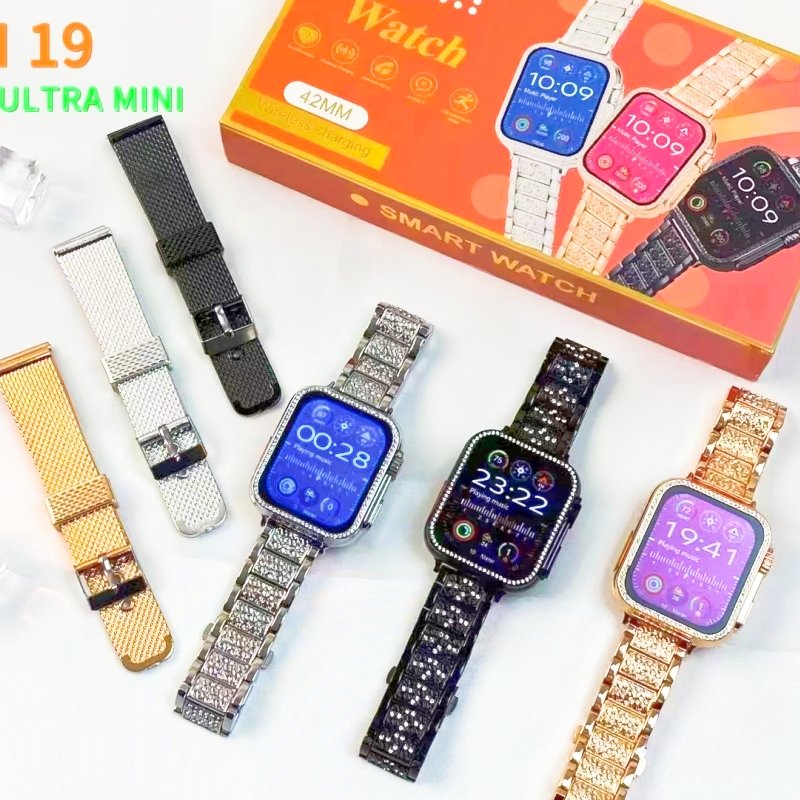 Gen19 Ladies Fashion Full Screen Touch Smartwatch Round Diamond Reloj Inteligente Smart Watch For Girls