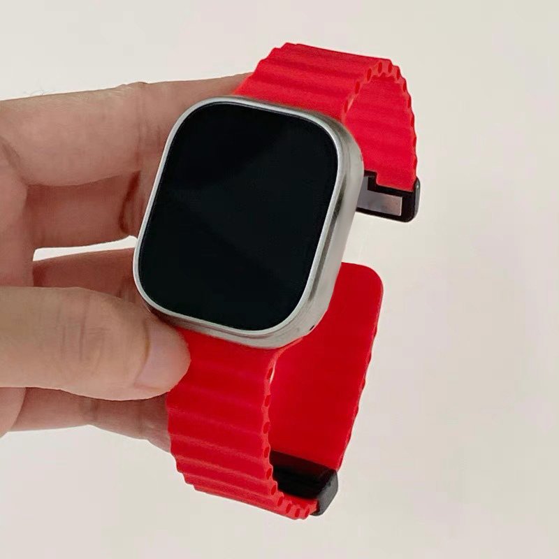 High Quality Waterproof Silicone Strap For Iwatch Magnetic Buckle Rubber Watch Band For Smart Watch Series 3 5 SE 6 7 8 Ultra
