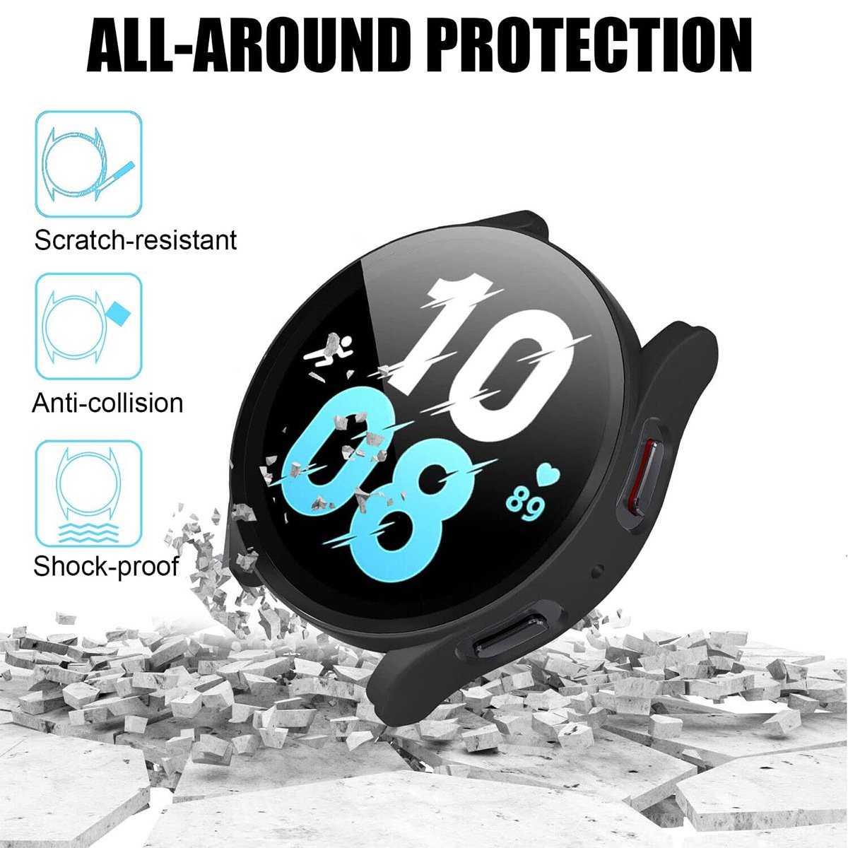 New Clear Hard PC Tempered Glass Film Smartwatch Transparent Protective Case Cover For Samsung Galaxy Watch 7 6 5 4