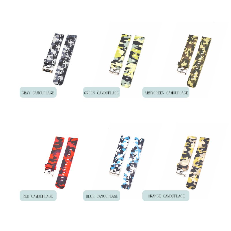 18 20 22 mm New colors Camouflage quick release silicone rubber watch strap for smart watches