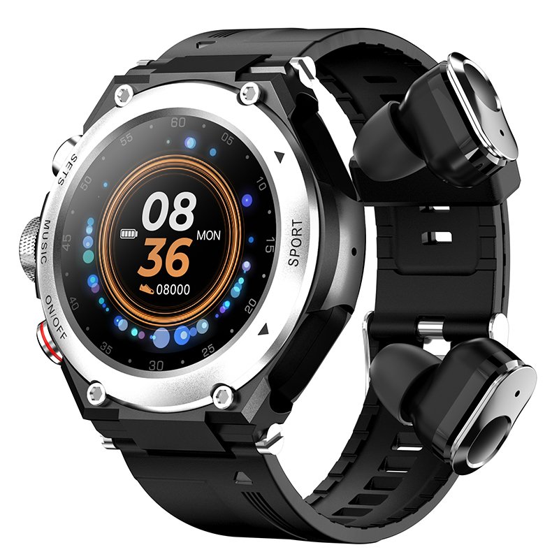 2022 TW92 Sport Reloj Touch Screen IP68 smart watch with earbuds temperature activity tracking music Reloj Hombre smart watch