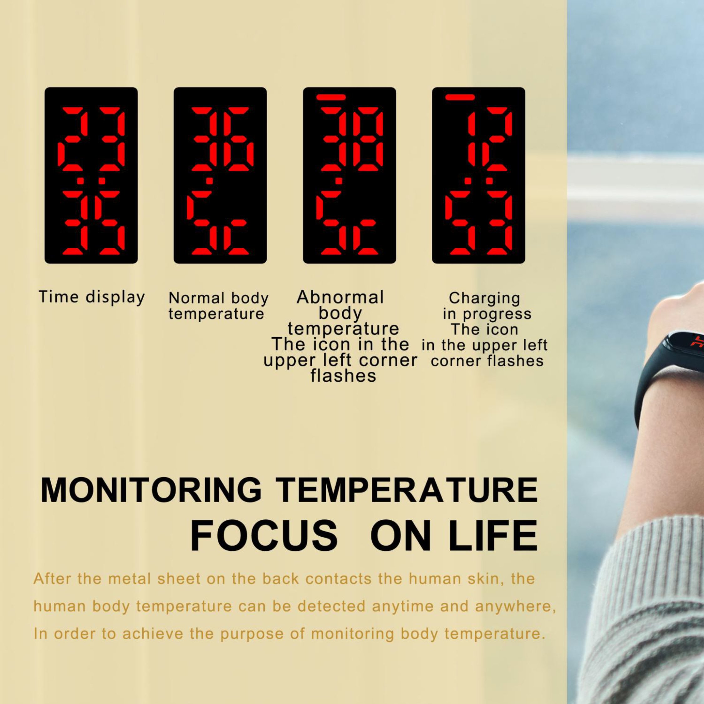 Electrostatic eliminato smart watch Car wireless static elimination Temperature measuring Bracelet