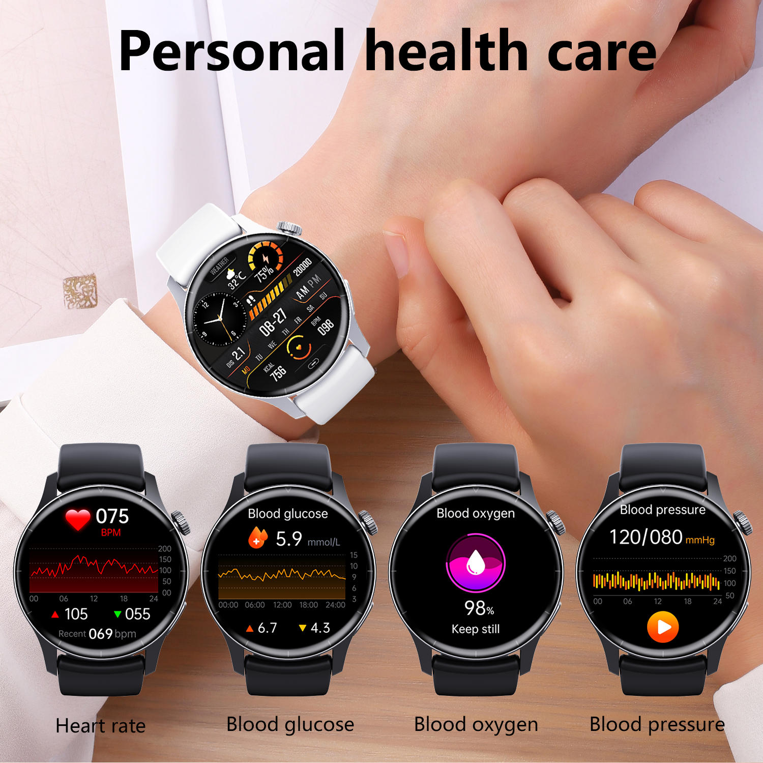 Ready To Ship Health Smart Watch F207r 1.35' Heart Rate Body Temperature Blood Oxygen Sport Relojes Smart Watch 2024