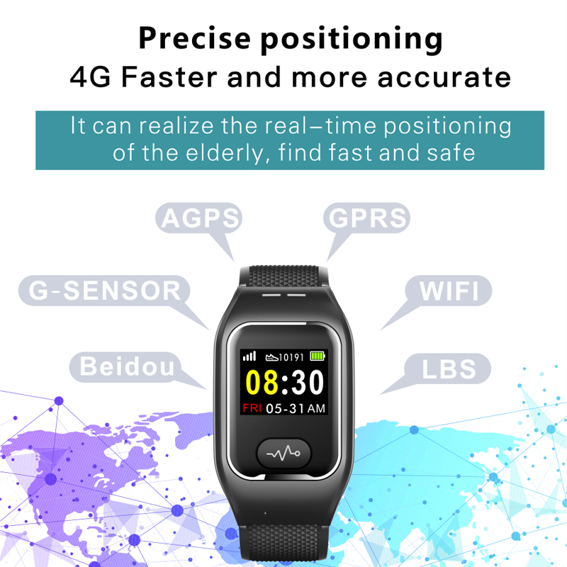 Elder Smart Watch Fall Detection Heart Rate Monitor 4G GPS Positioning SOS Beidou LBS Wifi G-Sensor Agps Calling For Elderly