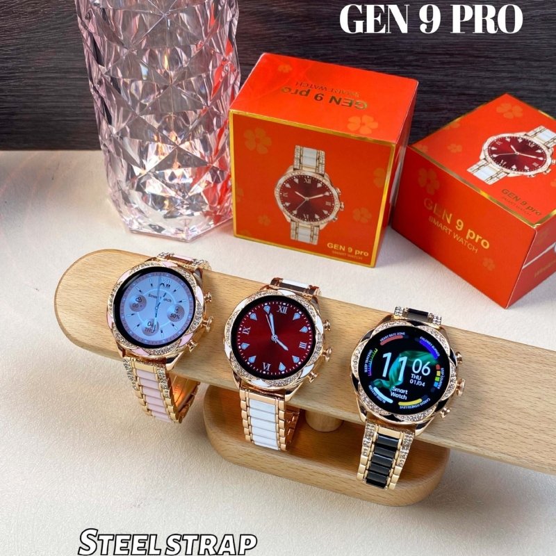 Gen9 pro Diamond style 2 Strap 1.28inch Women Smart watch 2024 Montre Reloj inteligente Mujer Female Smartwatch for women ladies