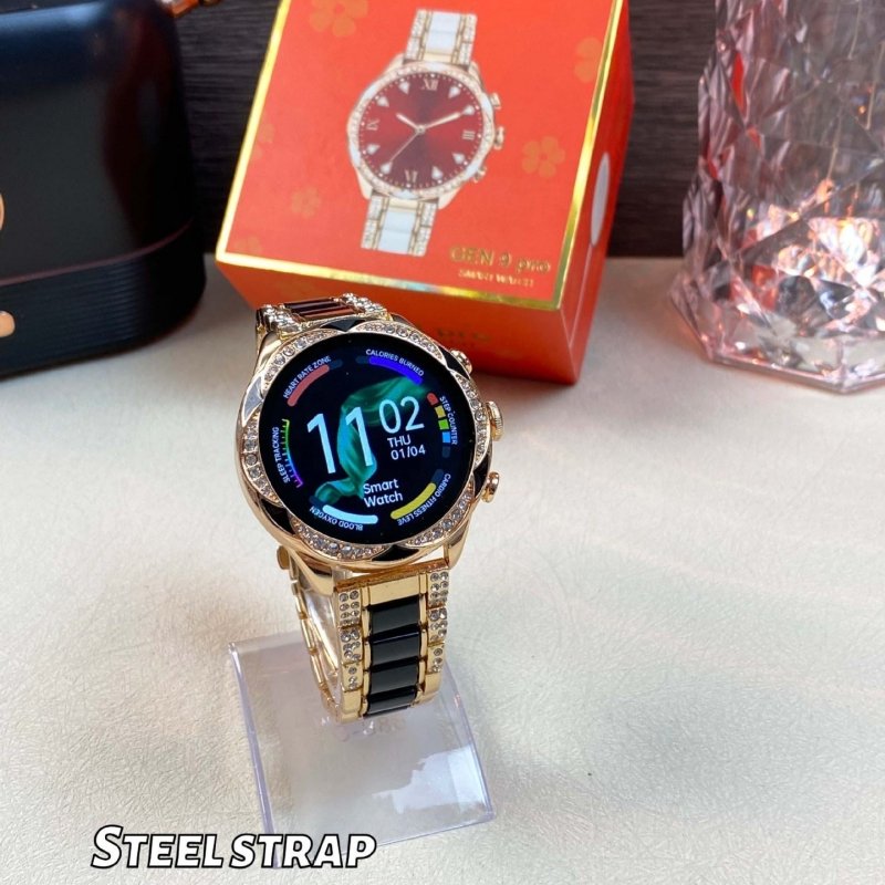Gen9 pro Diamond style 2 Strap 1.28inch Women Smart watch 2024 Montre Reloj inteligente Mujer Female Smartwatch for women ladies