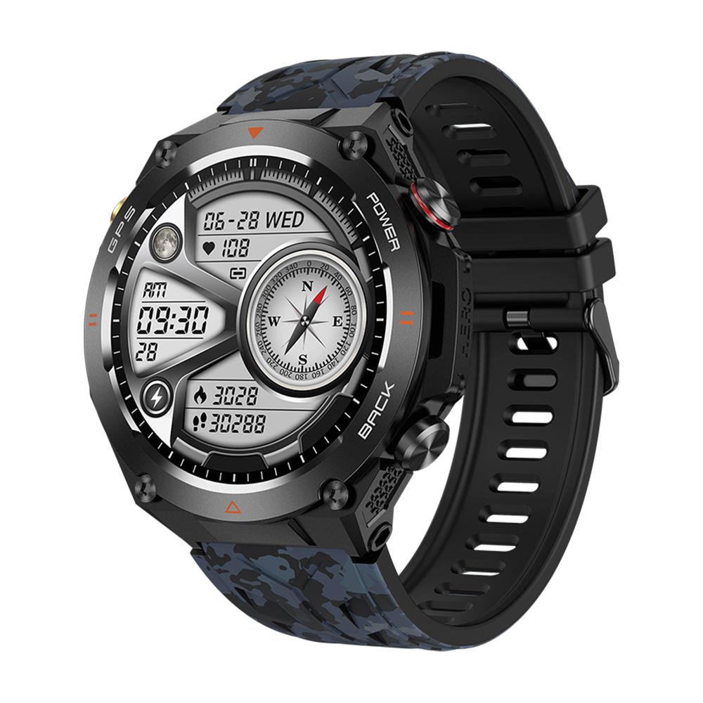 KC82 Outdoor GPS Smart Watch with Flashlight Compass BT Calling Function Waterproof Sports Style Smartwatch 2024 New Arrival