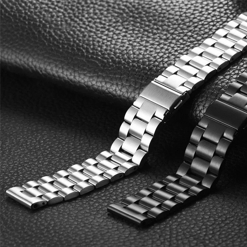 18mm 20mm 22mm Three Beads Links Stainless Steel Smart Watch Band Strap For Samsung Galaxy Watch 7 6 Classic 5 Pro 4