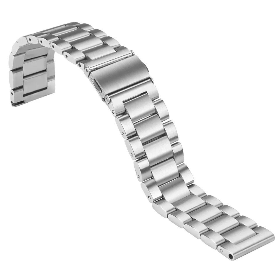 18mm 20mm 22mm Three Beads Links Stainless Steel Smart Watch Band Strap For Samsung Galaxy Watch 7 6 Classic 5 Pro 4