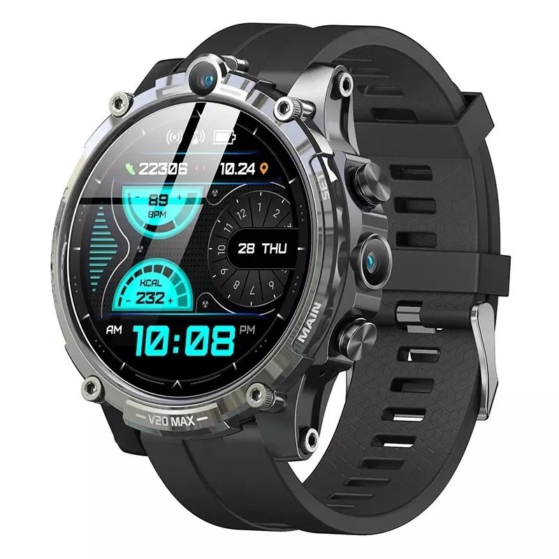 New 4G Smart Watch V20 Hombre 1.6 Inch Full Touch Screen SIM Card 128G Sports Fitness Watch with Dual Cameras