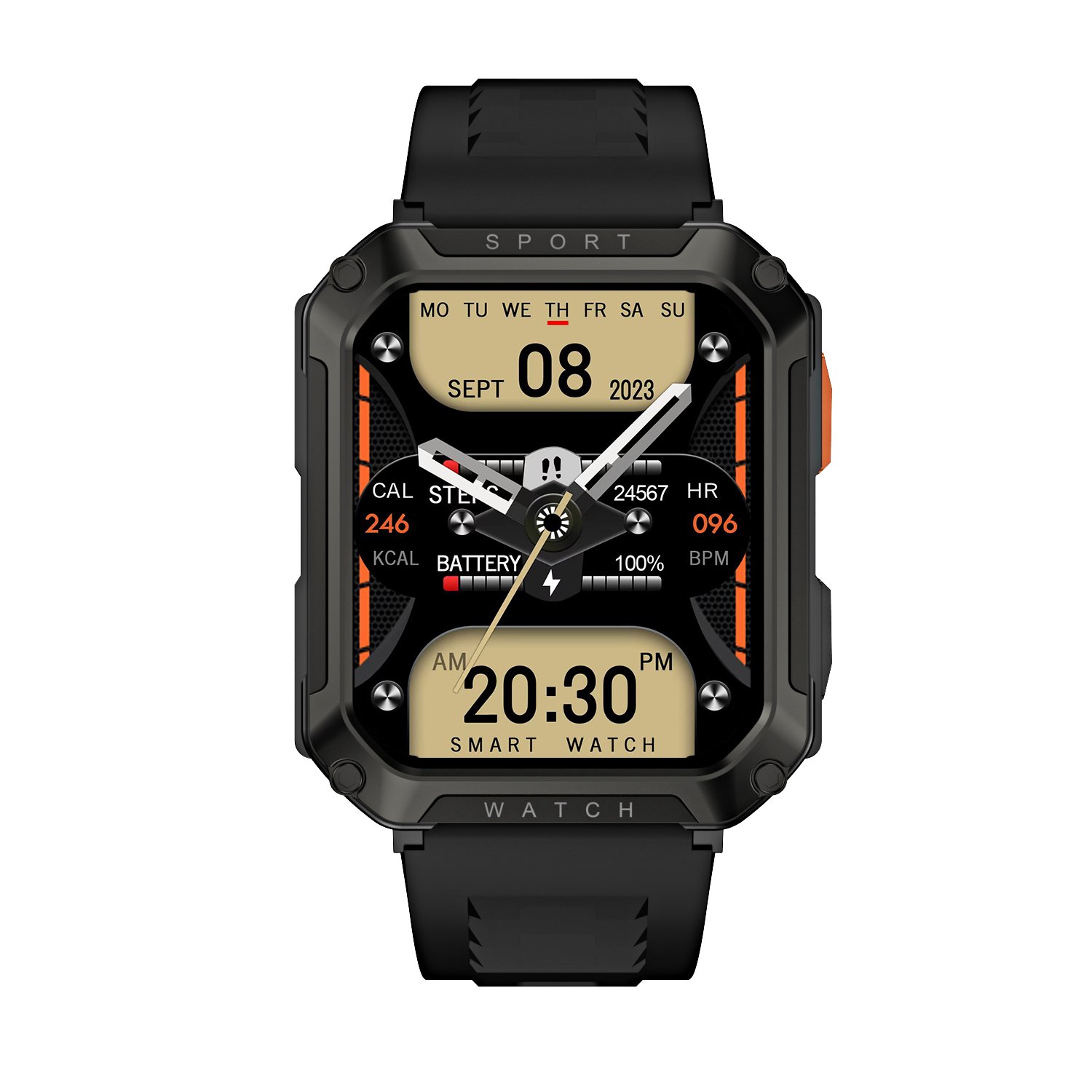 2024 rugged smart watches 2.01inch outdoor sport smart watch heart rate monitor Fitness t8 pro IP68 Waterproof for men