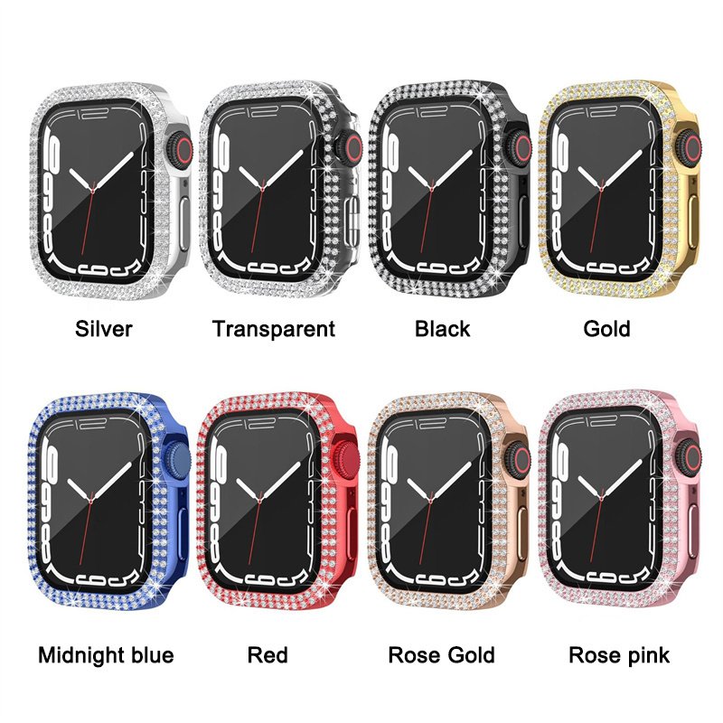 Luxury Diamond Case for Apple Watch49mm Sparkling Bling Bumper Cover with Screen Protector Bands for Smart Watch and Accessories