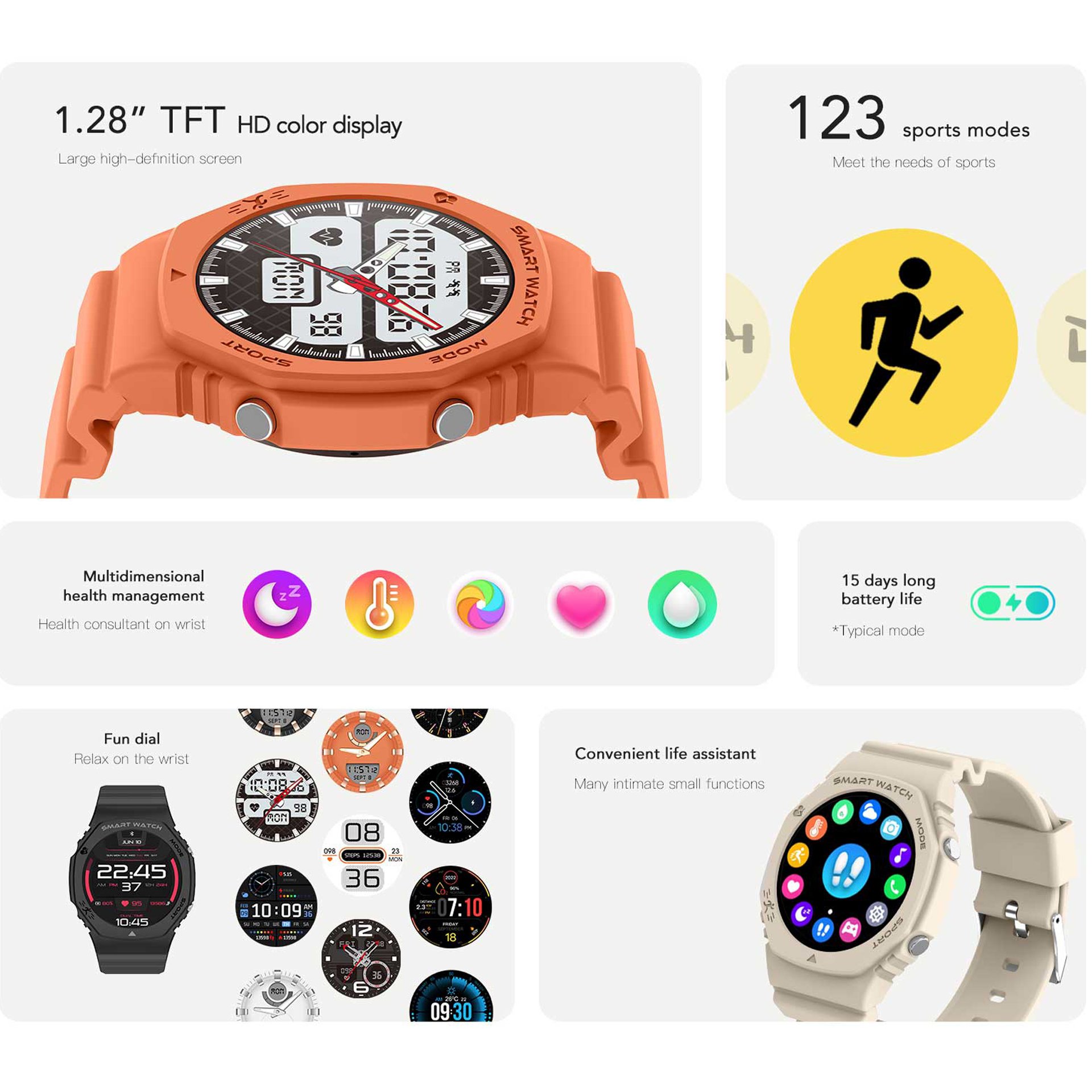 Best Smart Watch 2023 Couple Watch For Men Women 1.28Inch BT Calling Outdoor Sport Fitness Tracker Waterproof Smartwatch