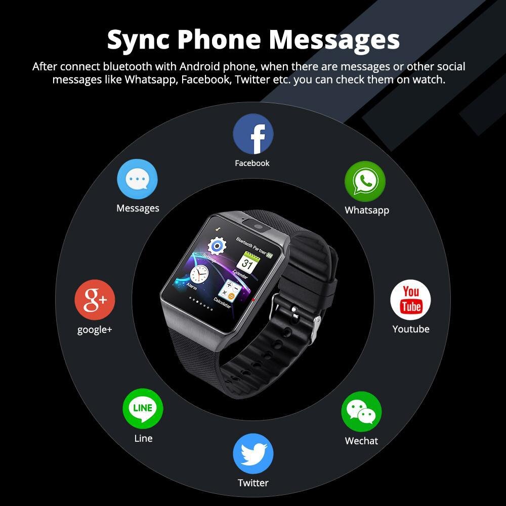 Hot Sale DZ09 Smart Watch Bluetooth Wearable Devices Smart Wristwatch For iPhone Android Phone Watch With Camera Clock SIM TF