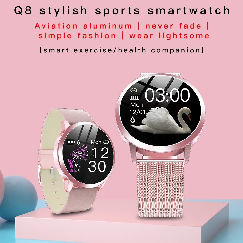 Q8 Smart Watch Women Waterproof Heart Rate Monitor Ladies Watch Sport Fitness Tracker IP67 Smartwatch For Android iOS