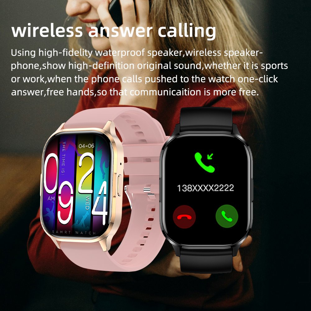 SENBONO 2023 Men Women square Smartwatch AMOLED Always On Display Fitness Tracker Waterproof BT Call Smart Watch For IOS Android