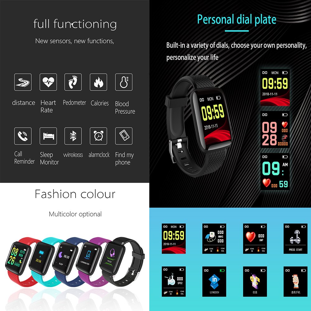 D13 intelligent watch multicolor wrist bands dstance calories fitness monitor 116 plus waterproof smart watch