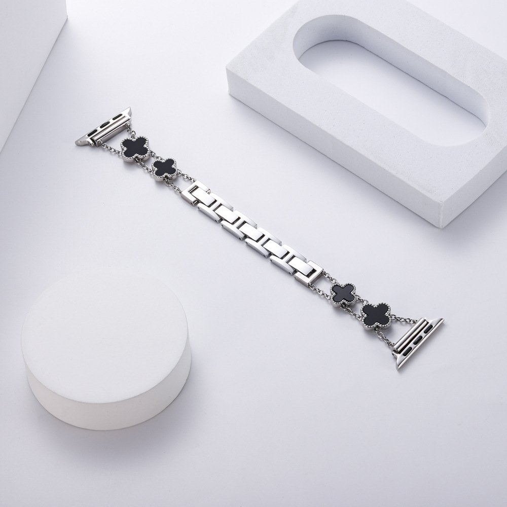 Luxury Design Lady Four Leaf Clover Accessories Women Strap Bling Girl Bracelet Inspired Smart I Watch Band Fori watch