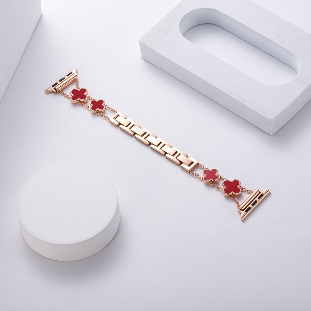 Luxury Design Lady Four Leaf Clover Accessories Women Strap Bling Girl Bracelet Inspired Smart I Watch Band Fori watch
